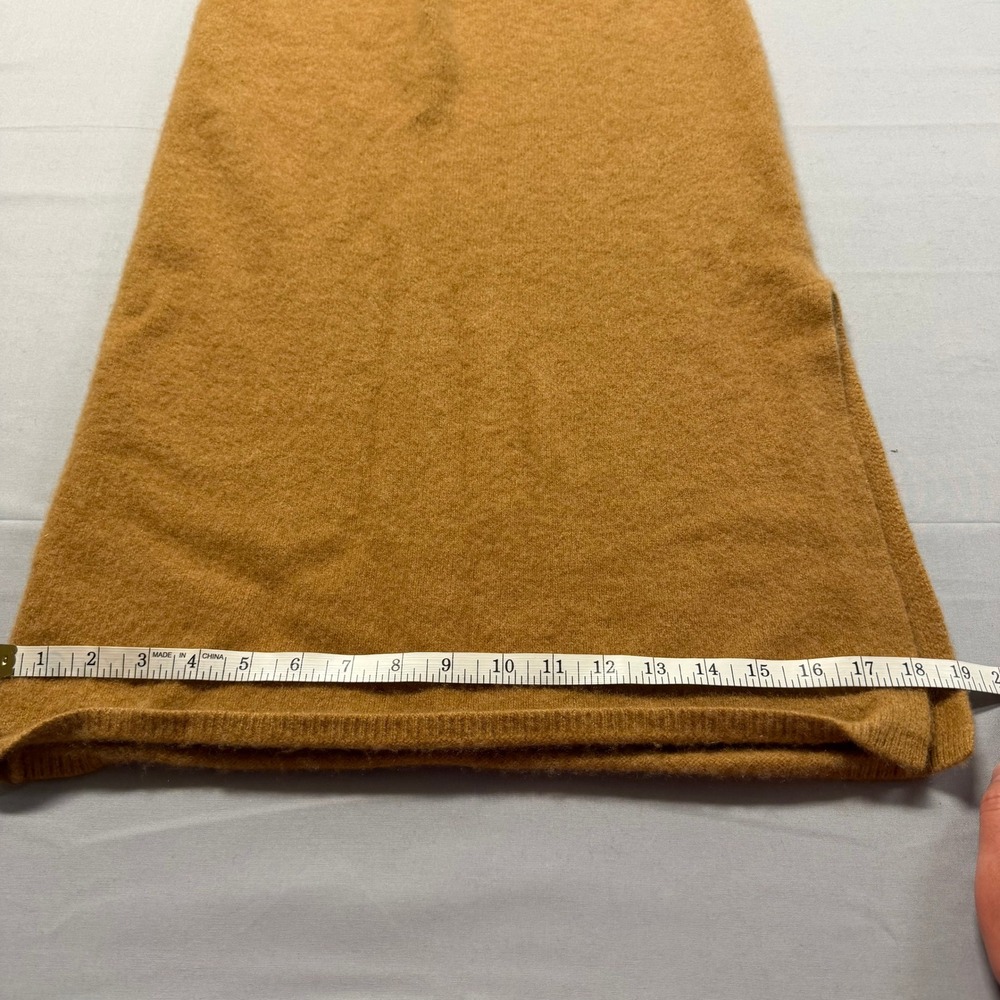 Unsubscribed Cashmere Blend Knit Midi Skirt Camel Brown XL High Waist Side Slit - Picture 2 of 8